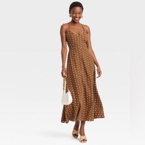 NWT women’s linen polkadot dress A New Day